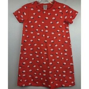 Hanna Andersson Girls Orange Abstract Polka Dot Cotton T-Shirt Dress Size 8